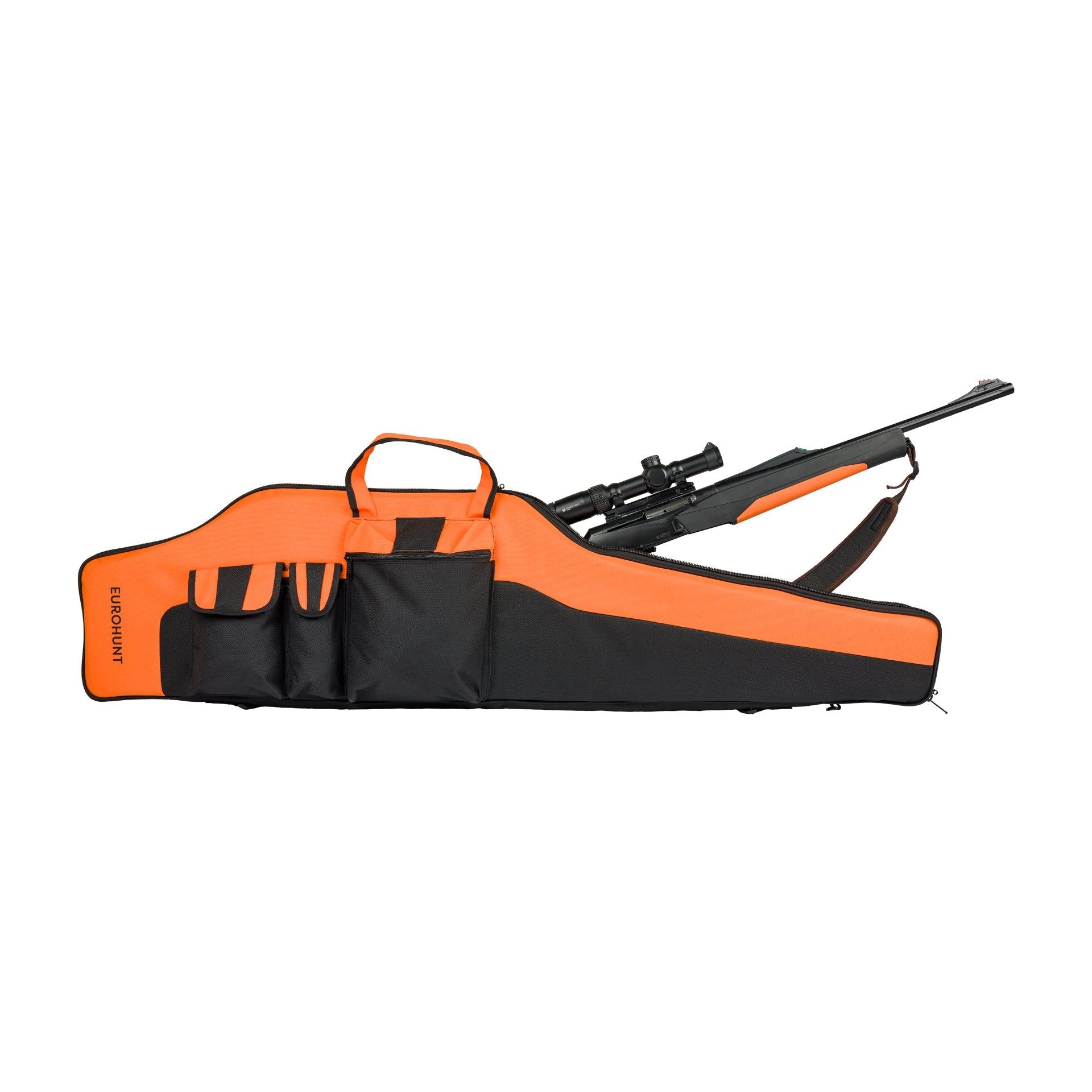 Eurohunt funda para rifle – color negro / naranja, aprox. 135 cm