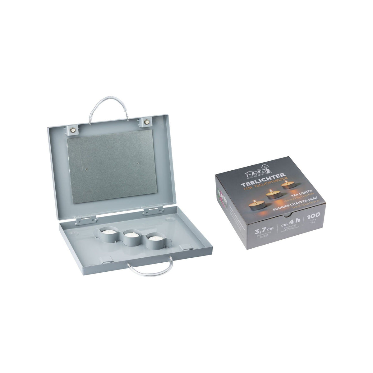 Eurohunt Teelicht-Heizungsset + 100 Teelichter – silber