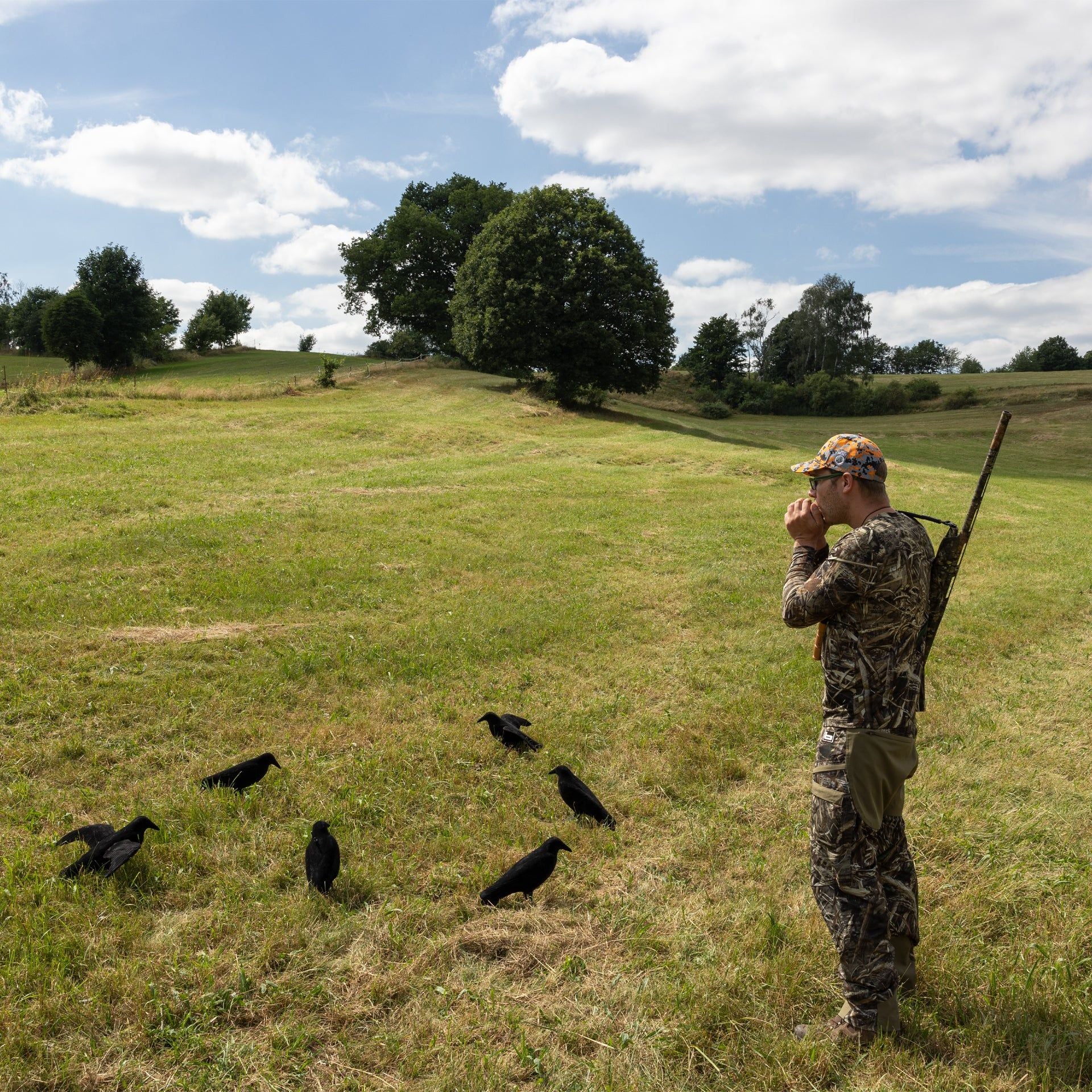Eurohunt beflockter Krähen-Lockvogel mit Flügeln