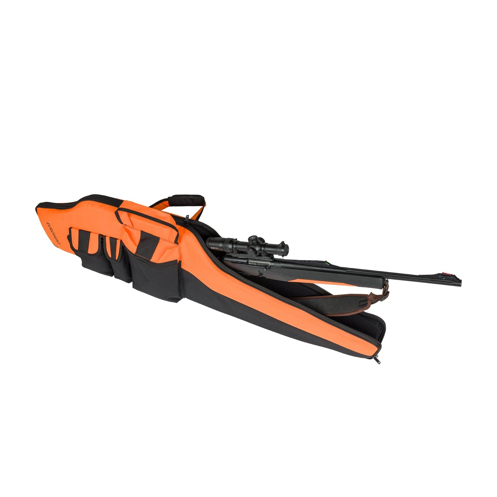 Eurohunt funda para rifle – color negro / naranja, aprox. 135 cm