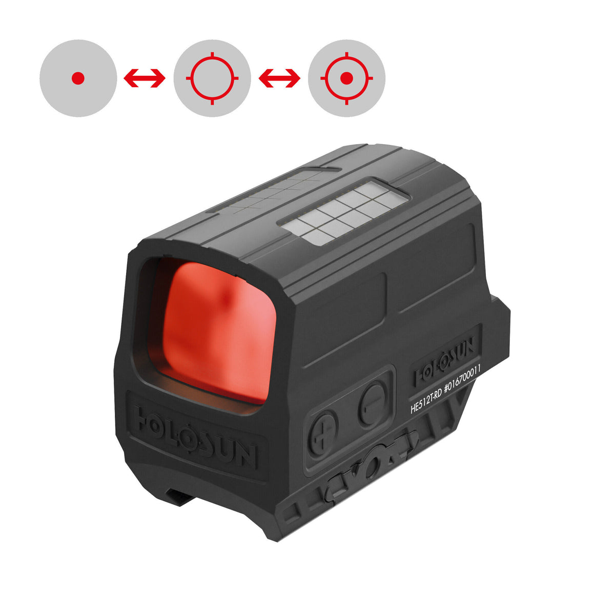 Holosun HE512T-RD rouge Circle Dot solaire titane