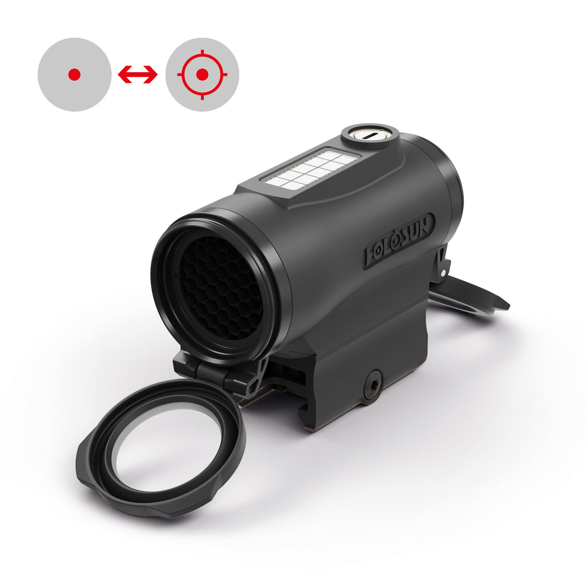 Holosun HE530C-RD – retícula Circle Dot roja solar titanio