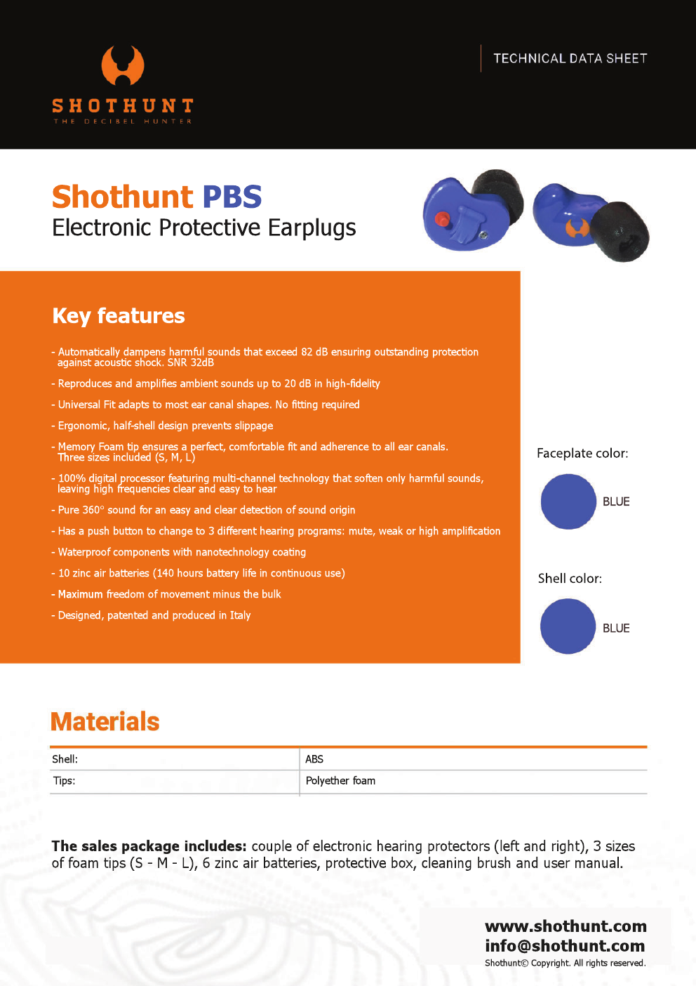 Shothunt PBS tehnički list